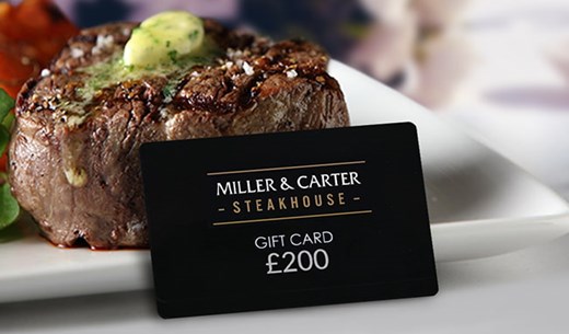 Win £200 to spend at Miller and Carter Steakhouse